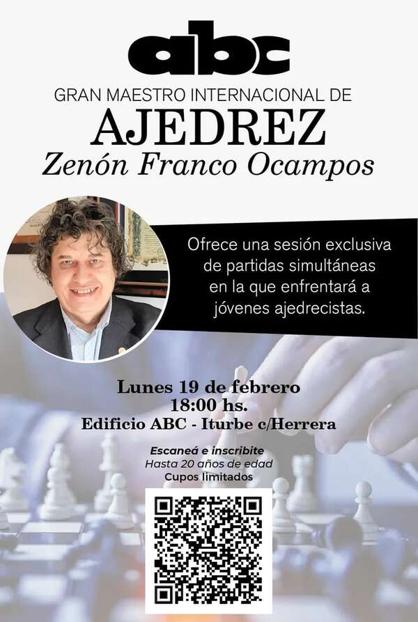 Maestro Zenón Franco enfrentará en forma simultánea a 20 jóvenes en ABC - Polideportivo - ABC Color