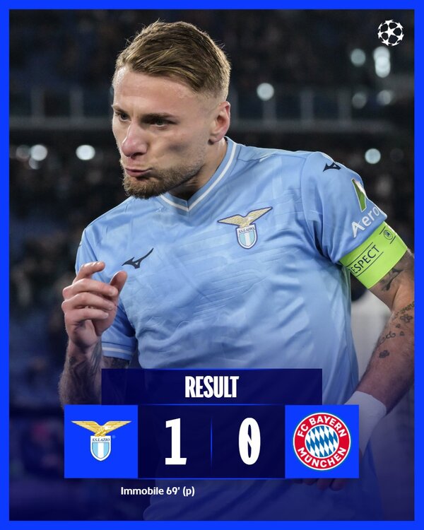 Lazio venció al Bayern München en los octavos de final por la Champions League - SNT