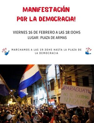 Marcha por la Democracia a partir de las 18:00 de este viernes | 1000 Noticias