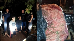 Suspendido el asado: Ladrones de carne caen con aprox. 10 kilos de costilla en Capitán Meza