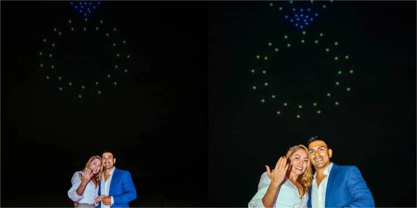 [VIDEO] ¡Exmodelo recibió propuesta de casorio con show de drones!