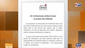 Capasu se pronunció contra golpe a la institucionalidad en el Congreso - Noticias Paraguay