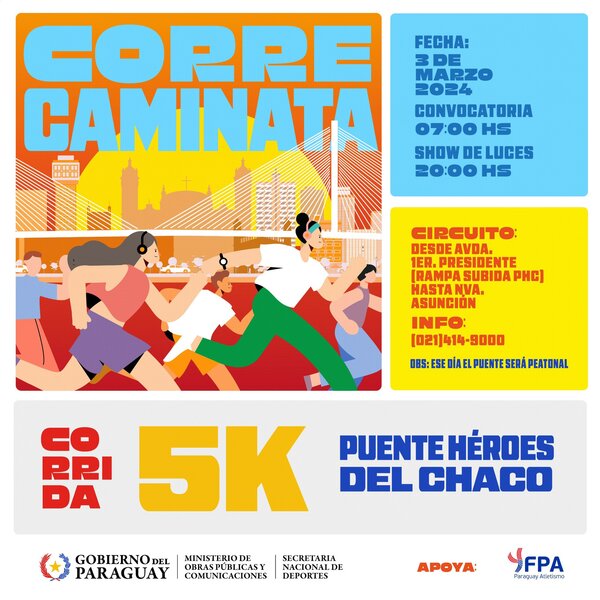 Invitan a correcaminata 5K para inaugurar el Puente Héroes del Chaco - .::Agencia IP::.