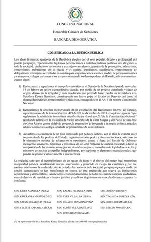 «Bancada Democrática» se forma de cara a conformación de mesa directiva | 1000 Noticias