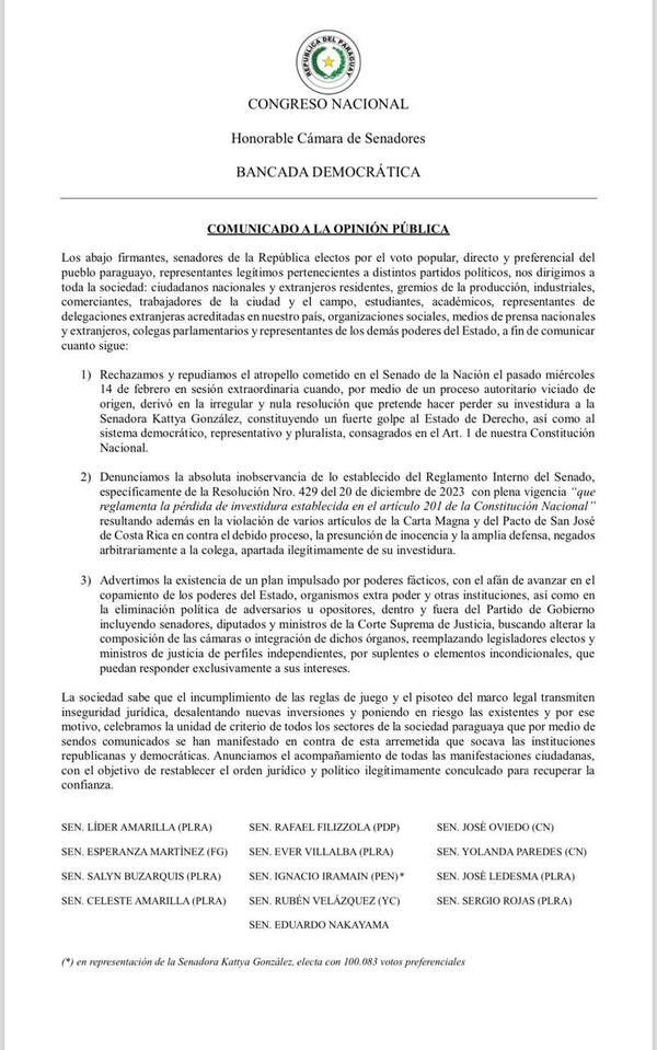 «Bancada Democrática» se forma de cara a conformación de mesa directiva | 1000 Noticias