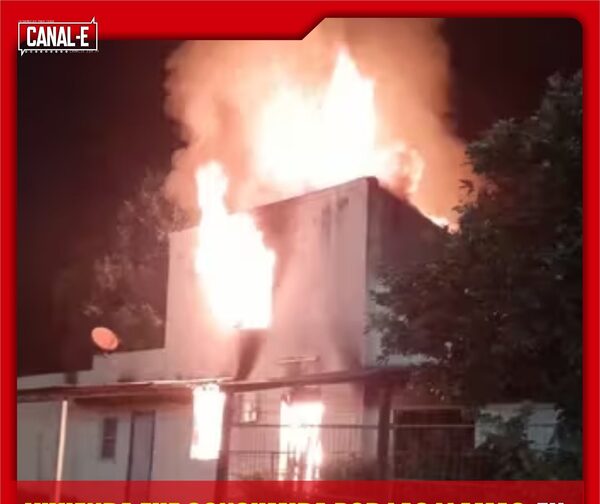 VIVIENDA FUE CONSUMIDA POR LAS LLAMAS, EN GRAL. CABALLERO NO HAY BOMBEROS