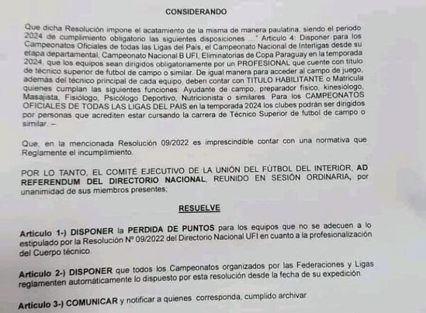 La UFI dicta estricta resolución para los clubes de los torneos ligueros para la temporada 2024