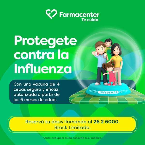 Farmacenter invita a la prevención con su vacuna contra la influenza