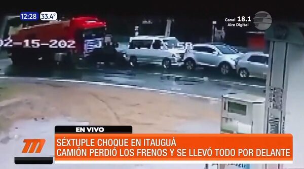 Séxtuple choque en Itauguá, camión perdió los frenos | Telefuturo