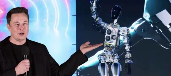 Optimus se pasea por un laboratorio de Tesla