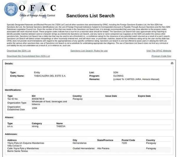 EEUU. envía al agregado de la OFAC a Paraguay, instancia que sancionó a HC - Política - ABC Color