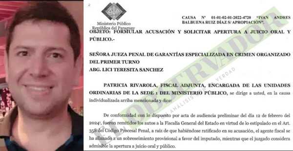 Fiscala Adjunta acusa y pide juicio para el Abg. Iván Balbuena, por apropiación