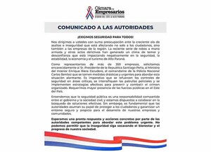Empresarios esteños exigen medidas de urgencia ante ola de inseguridad | DIARIO PRIMERA PLANA