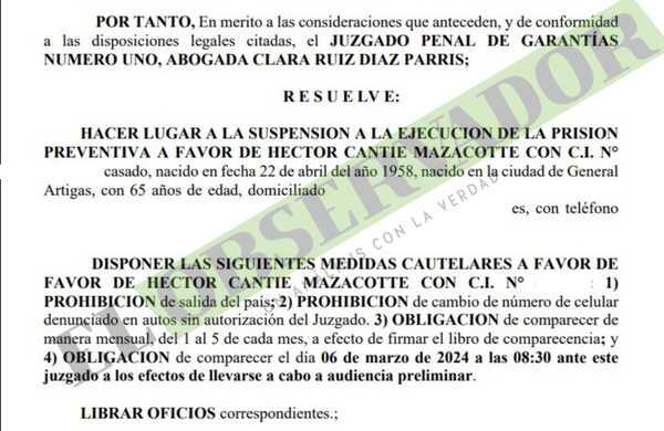Otorgan medidas sustitutivas a procesado por lesión de confianza