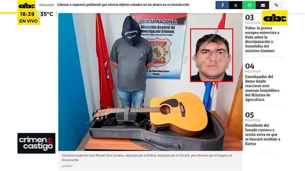Video: liberaron a supuesto polibandi que ofrecía objetos robados en un atraco en su jurisdicción - Crimen y castigo - ABC Color