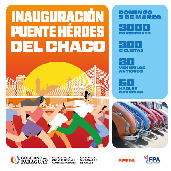 Más de 3.000 personas ya se anotaron para la correcaminata inaugural del Puente Héroes del Chaco - ADN Digital