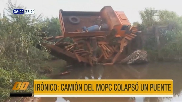 ¿Víctimas de su propia desidia? Camión del MOPC colapsó un puente - Noticias Paraguay