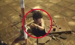 Ladrón “topo” sacó la cabeza y fue detenido por la poli