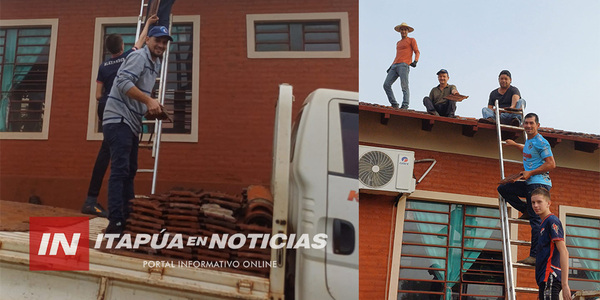 PADRES DE ALUMNOS ARREGLAN EL TECHO DE LA ESCUELA MANUEL ORTIZ EN MARÍA AUXILIADORA - Itapúa Noticias