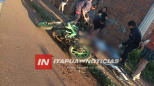 MOTOCICLISTA MENOR DE EDAD RESULTÓ HERIDO TRAS COLISIÓN EN CNEL. BOGADO  - Itapúa Noticias