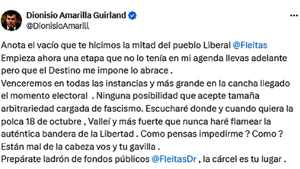 Dionisio desconoce la expulsión y amenaza con cárcel a titular liberal