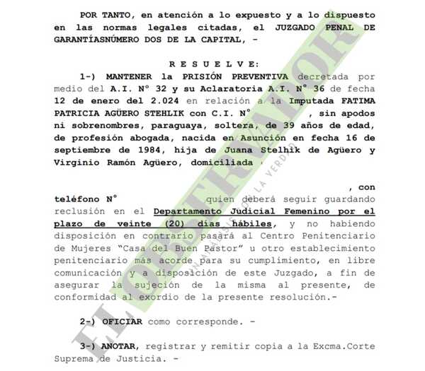 Niegan una vez más el levantamiento de la prisión preventiva a imputada por venta de cargos en IPS