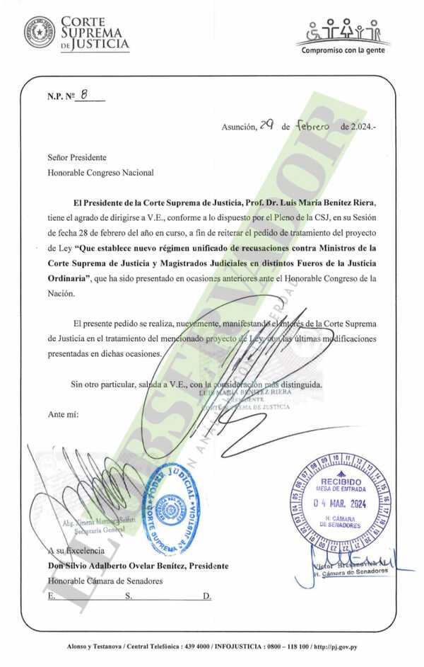Corte oficializó nuevo urgimiento al Senado para que trate la “Ley Antichicanas”