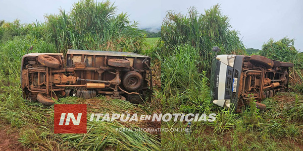 CAMIÓN VOLCÓ TRAS PERDER EL CONTROL EN SAN RAFAEL DEL PARANÁ - Itapúa Noticias