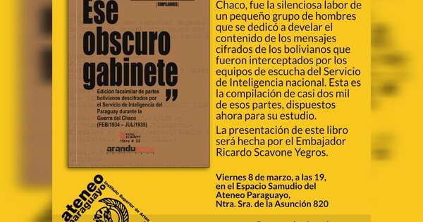 Diario HOY | “Ese obscuro gabinete”, el libro que desvela mensajes de la Guerra del Chaco