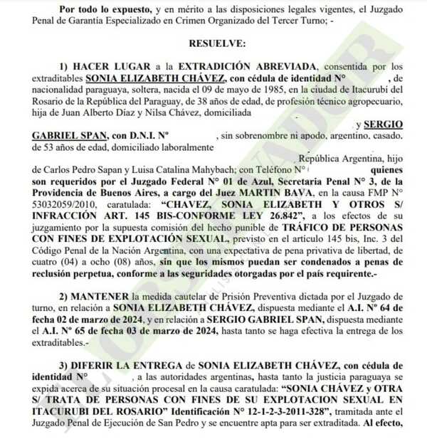 Paraguaya y su pareja argentina serán extraditados por tráfico de personas para explotación sexual