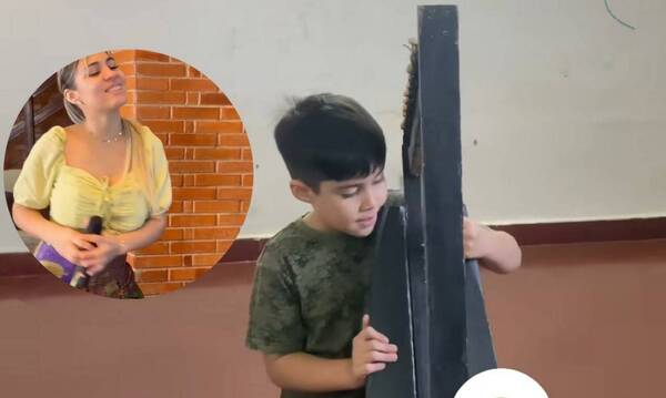 ¡Cuánta ternura! Nadia babea todo viendo a su hijo ejecutar el arpa