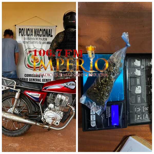 Menor cae con motocicleta hurtada y porciones de drogas en General Genes - Radio Imperio 106.7 FM