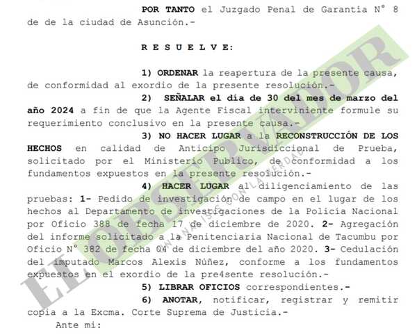 Reabren causa por doble homicidio en el Penal de Tacumbú en 2020