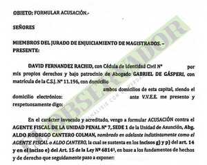 Formulan nueva acusación contra el fiscal Aldo Cantero ante el JEM