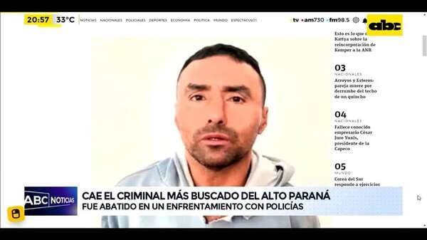 Video: el criminal más buscado del Alto Paraná, cae abatido en enfrentamiento con policías - ABC Noticias - ABC Color
