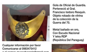“Es un objeto invaluable” Robo de insignia de la Guerra de la Triple Alianza