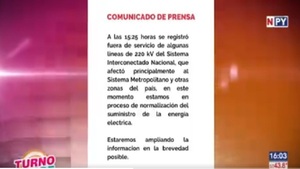 Cortes de luz en varios puntos del país - Noticias Paraguay