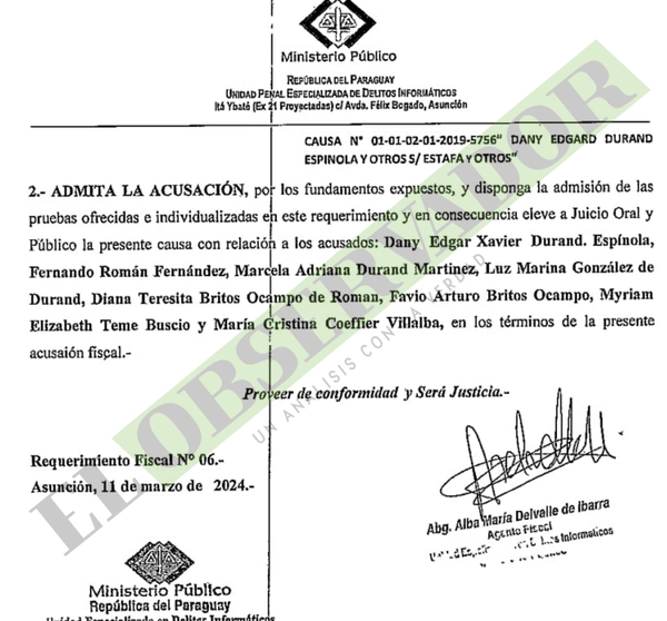 Fiscal acusa y pide juicio oral a Dany Durand y otros por estafa, asociación criminal y lavado