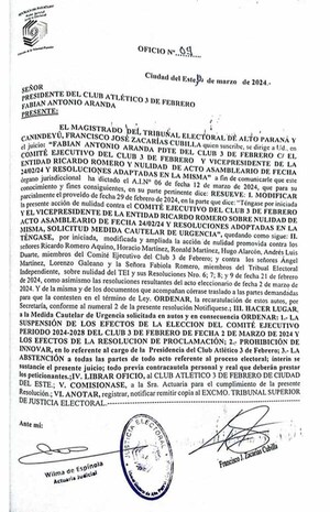 Tribunal Electoral suspende elección de renovación de comité ejecutivo del Club 3 de Febrero | DIARIO PRIMERA PLANA
