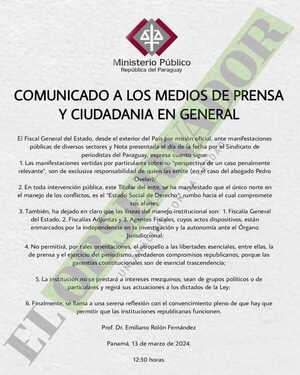 Emiliano Rolón se defiende y asegura que la Fiscalía “no se prestará a intereses mezquinos”