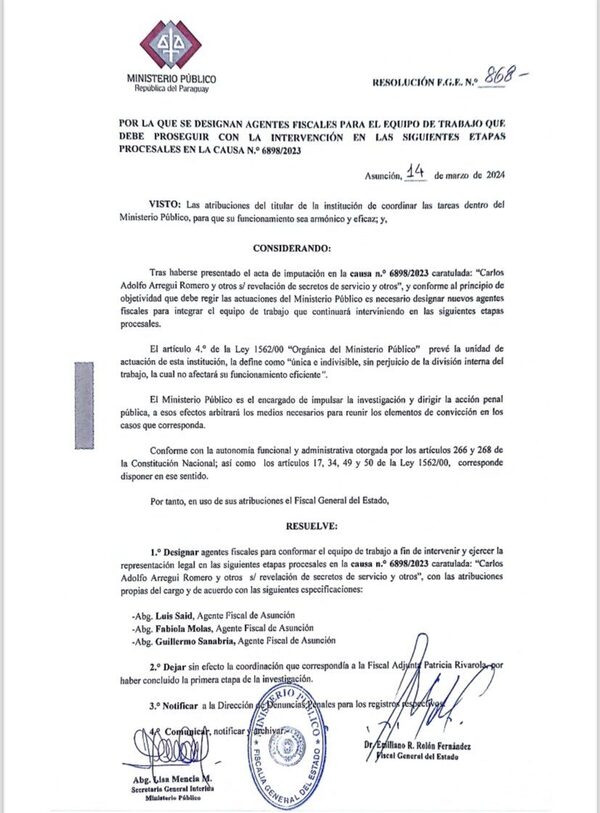 Emiliano Rolón apartó del caso Abdo a los fiscales Aldo Cantero y Giovanni Grisetti - El Trueno