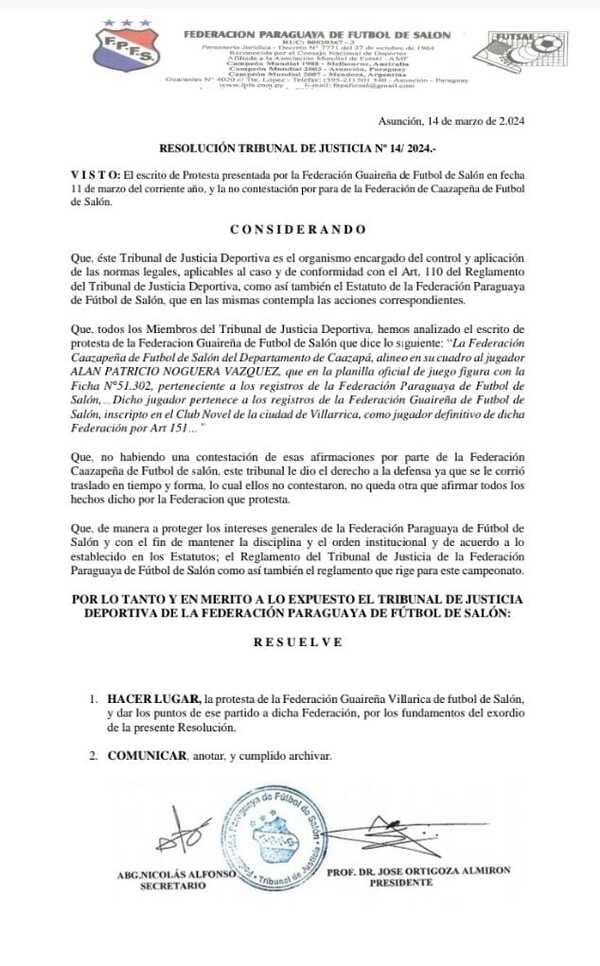 Villarrica Ganó los puntos a Caazapá