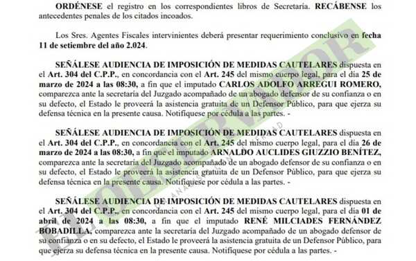 Admiten imputación para tres exministros y cuatro exjefes del gobierno de Mario Abdo 