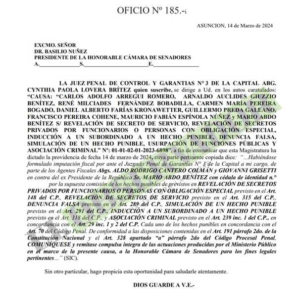 Remiten pedido de desafuero para Marito y el diputado Mauricio Espínola