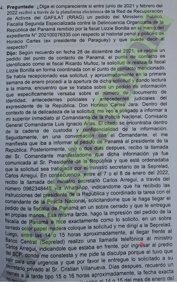 Solo Mario Abdo y Arregui sabían de pedido sobre Cartes que se filtró, declaran testigos
