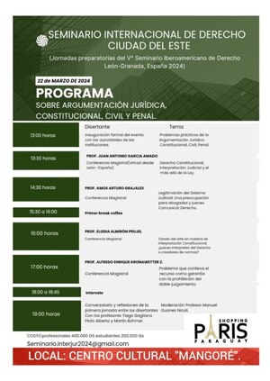 Ultiman detalles para Seminario Internacional de Derecho en CDE - Judiciales.net