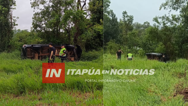 TRAS VUELVO, CONDUCTOR SE SALVA DE CAER A UN PRECIPICIO EN CAPITÁN MIRANDA - Itapúa Noticias