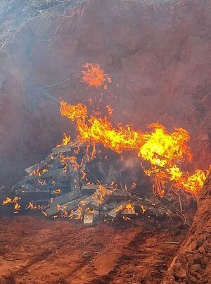 Incineración de marihuana incautada en explosión de canioneta