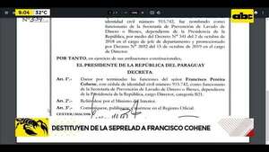Video: Peña destituye a funcionario de Seprelad, imputado por Cantero y Grisetti  - ABC Noticias - ABC Color