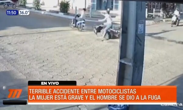 Accidente entre dos motociclistas por no respetar la calle preferencial | Telefuturo